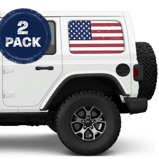 Distressed Old Glory Side Windows Printed Vinyl Decal