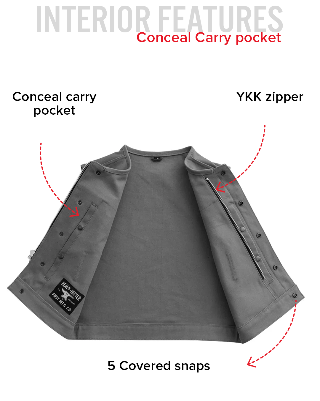 Lowside Grey Men's Motorcycle Canvas Vest