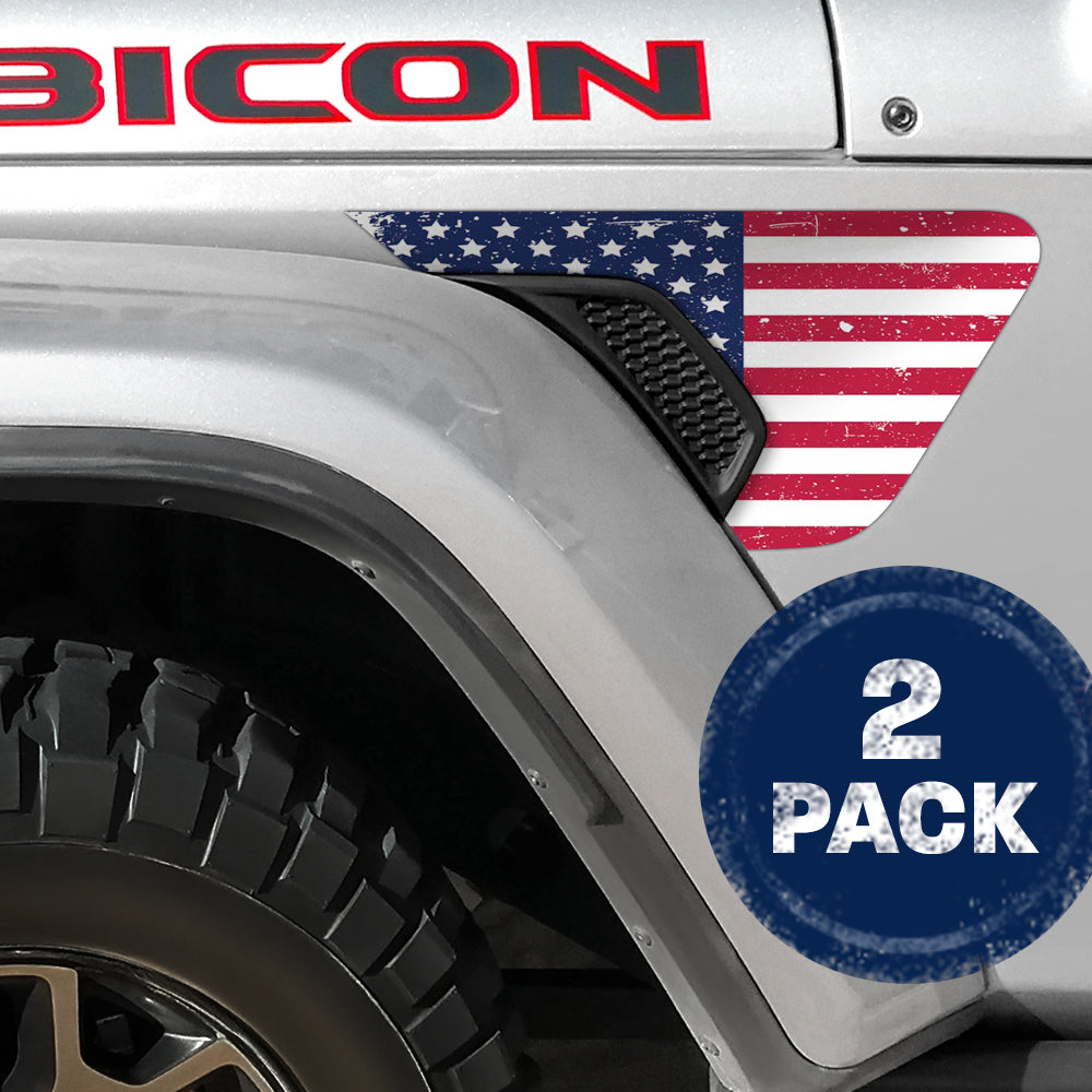 Distressed Old Glory 2pc Vinyl Fender Decal