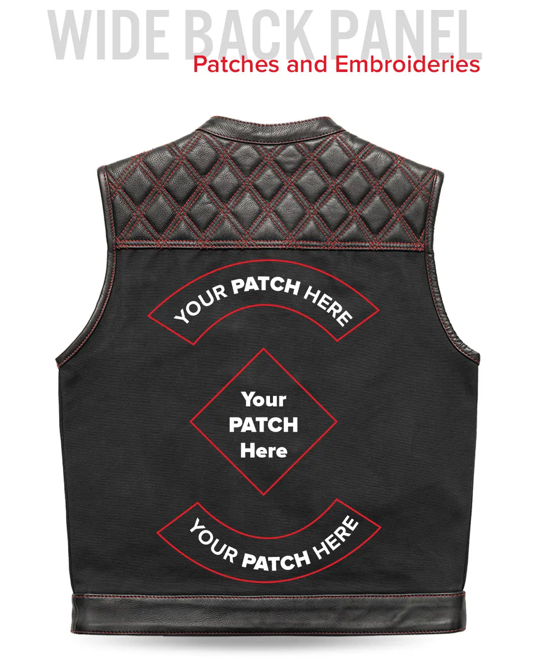 Hunt Club Motorcycle Leather Canvas Vest Black/Red