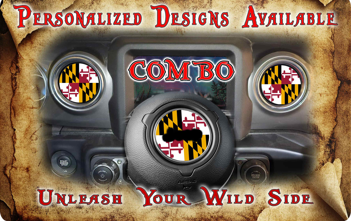 Steering wheel decal Maryland flag 215