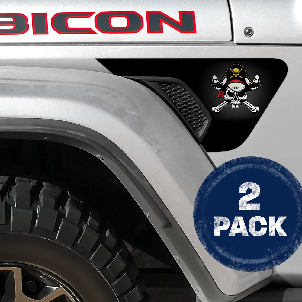 Jolly Roger 2pc Vinyl Fender Decal