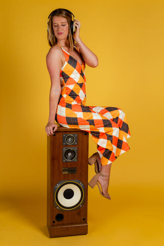 The After Nap Delights | Thanksgiving Orange Plaid Jumpsuit