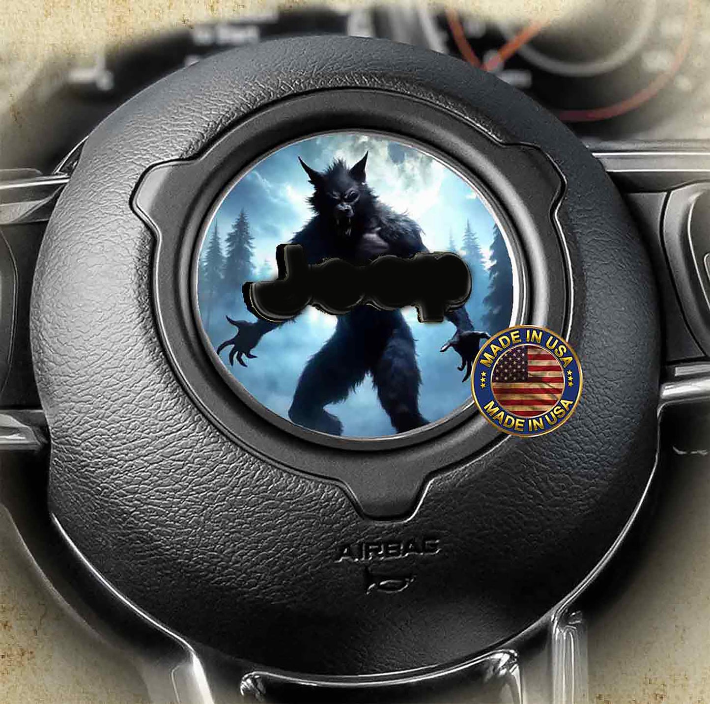 Steering wheel decal werewolf 132