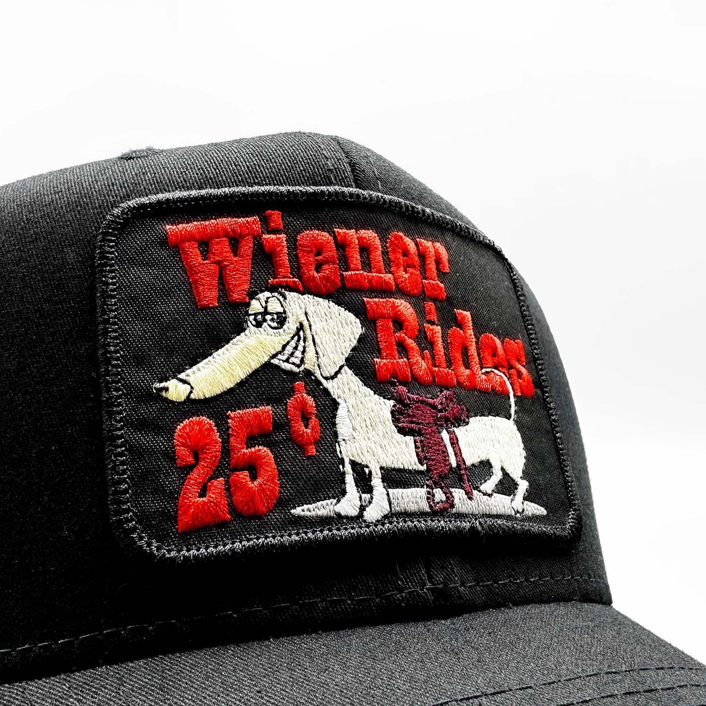 Wiener Rides 25 Cents Black Curved Brim Trucker Hat