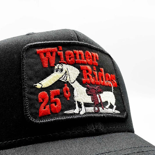 Wiener Rides 25 Cents Black Curved Brim Trucker Hat