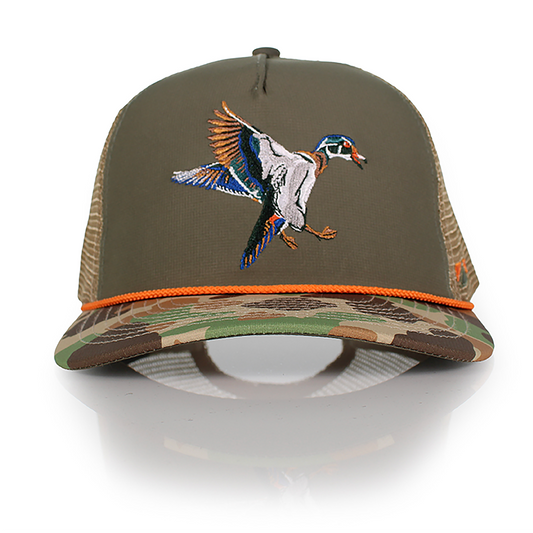 Wood Duck Hat Rope Cap 5-Panel Ridgeline Mesh Back