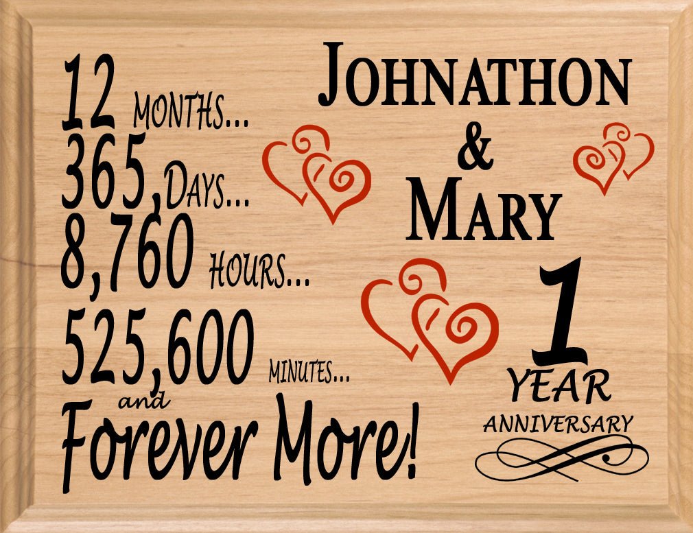 Personalized 1st Anniversary Gift – Custom Wood Keepsake for Husband, Wife, or Couple