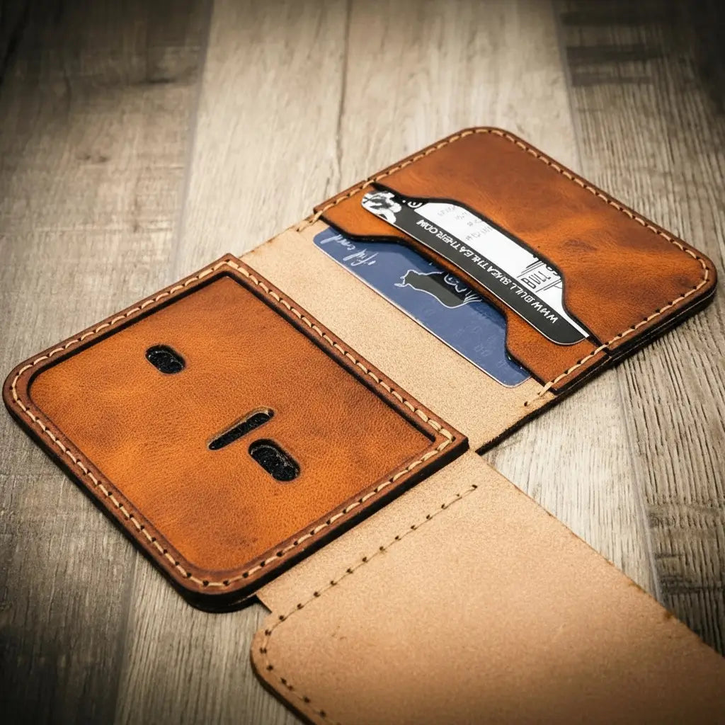 Minimalist Badge Wallet - Chestnut Brown