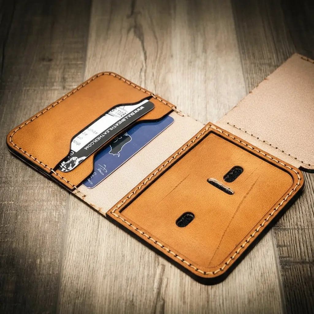Minimalist Badge Wallet - Saddle Tan