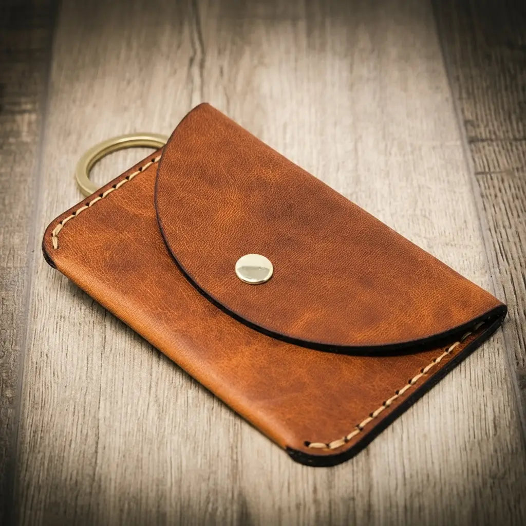 The Richmond Leather Keychain Wallet in Chestnut Brown