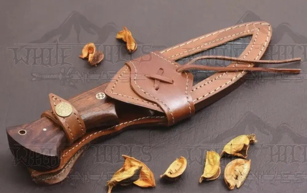 10" Handmade Hunting Bushcraft Knife Forged Damascus Steel Survival EDC Walnut Handle WH 3416