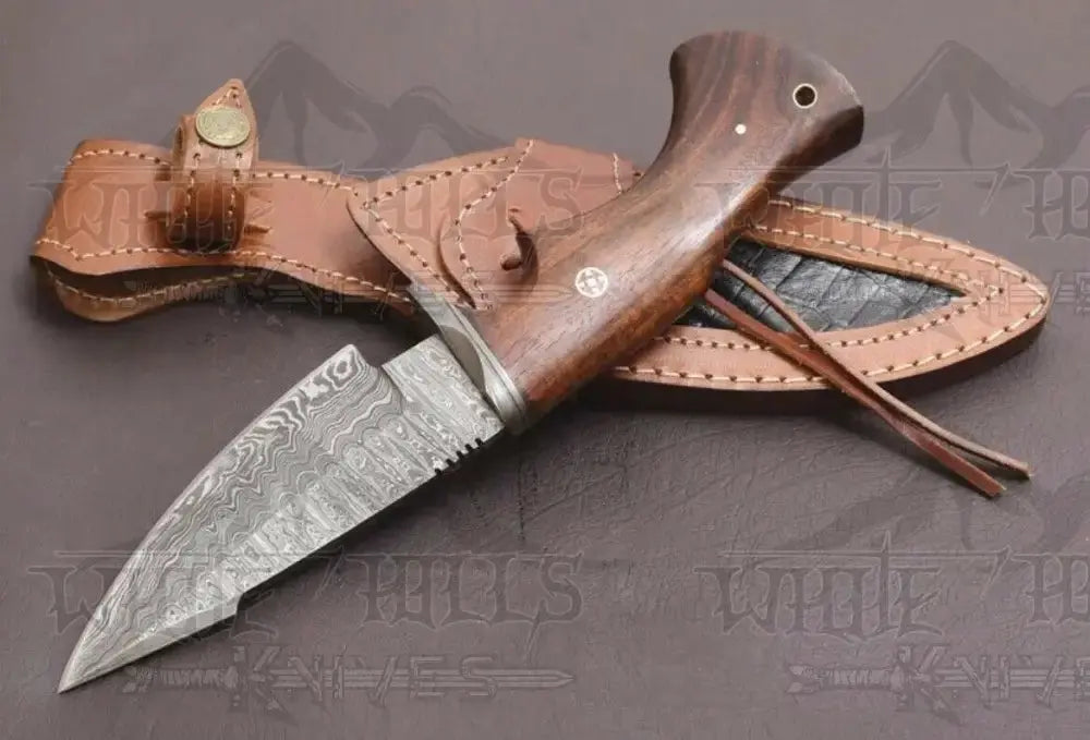 10" Handmade Hunting Bushcraft Knife Forged Damascus Steel Survival EDC Walnut Handle WH 3416
