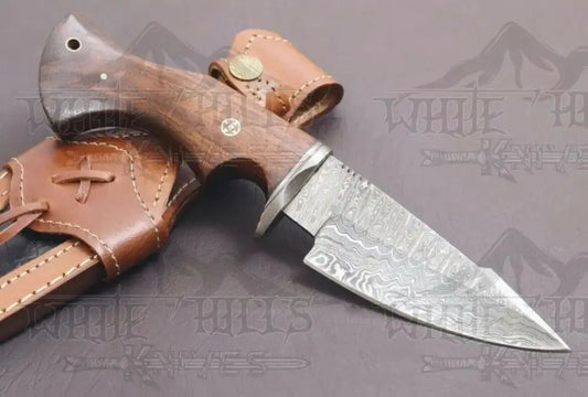 10" Handmade Hunting Bushcraft Knife Forged Damascus Steel Survival EDC Walnut Handle WH 3416