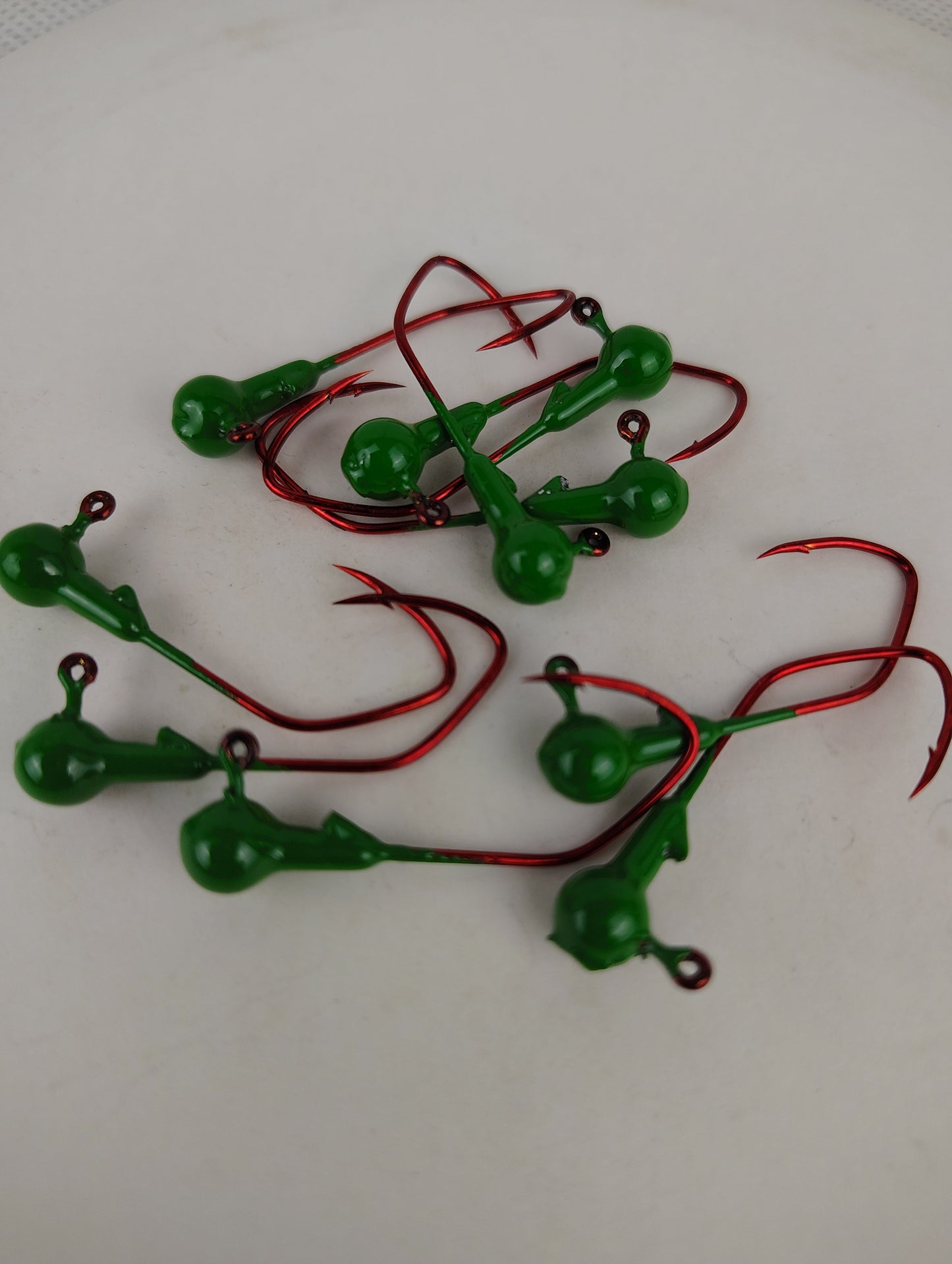 25ct.- 1/16oz. Painted Cam's DIESEL BUILT John Deere Green w/ 1/0 Deadly Blood Hooks (Chemically Sharpened)
