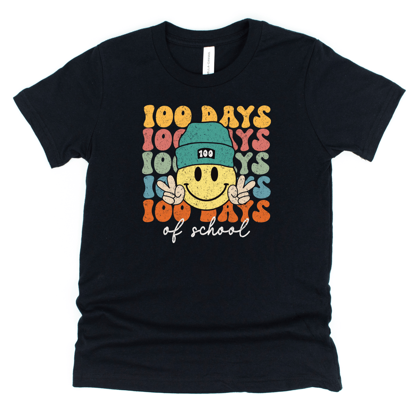 100 Days of School Retro Smiley Kids T-Shirt