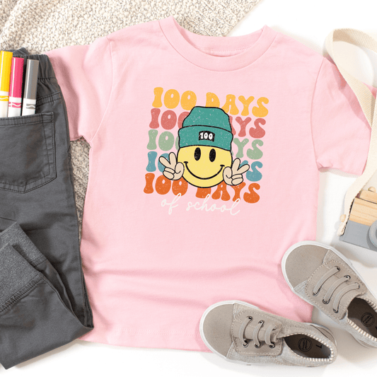 100 Days of School Retro Smiley Kids T-Shirt