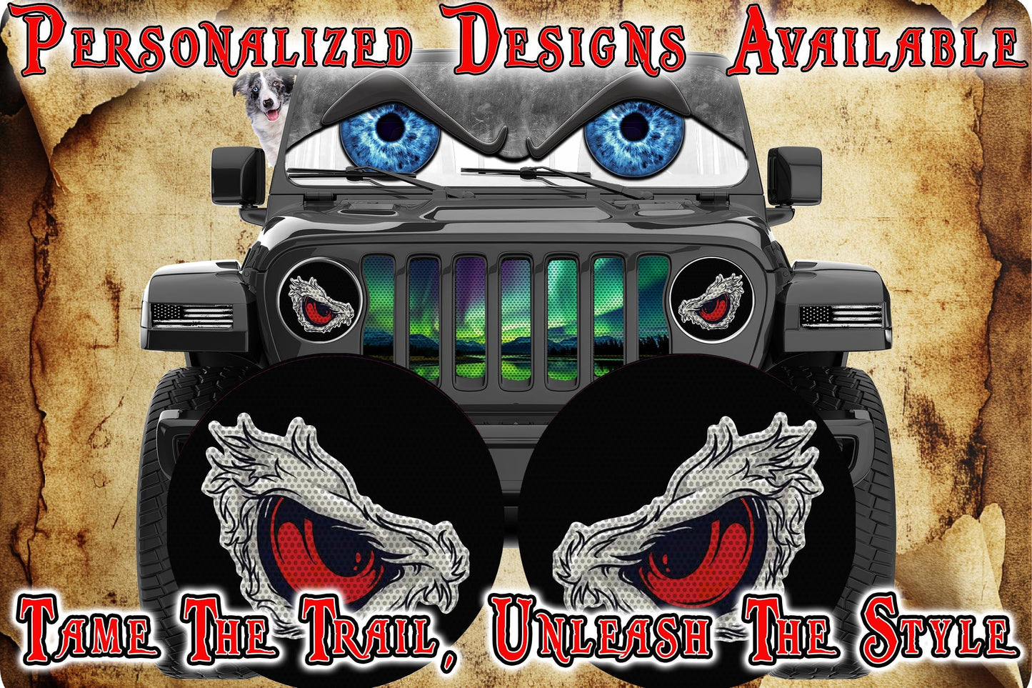 Red eye hawk headlight decal