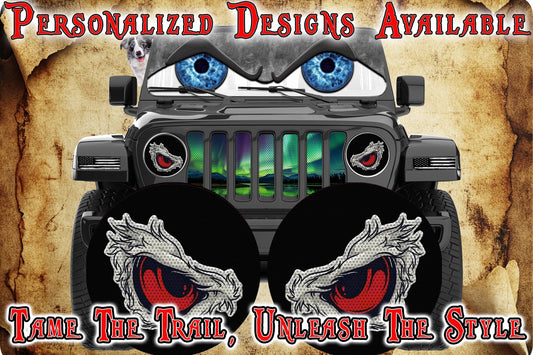 Red eye hawk headlight decal
