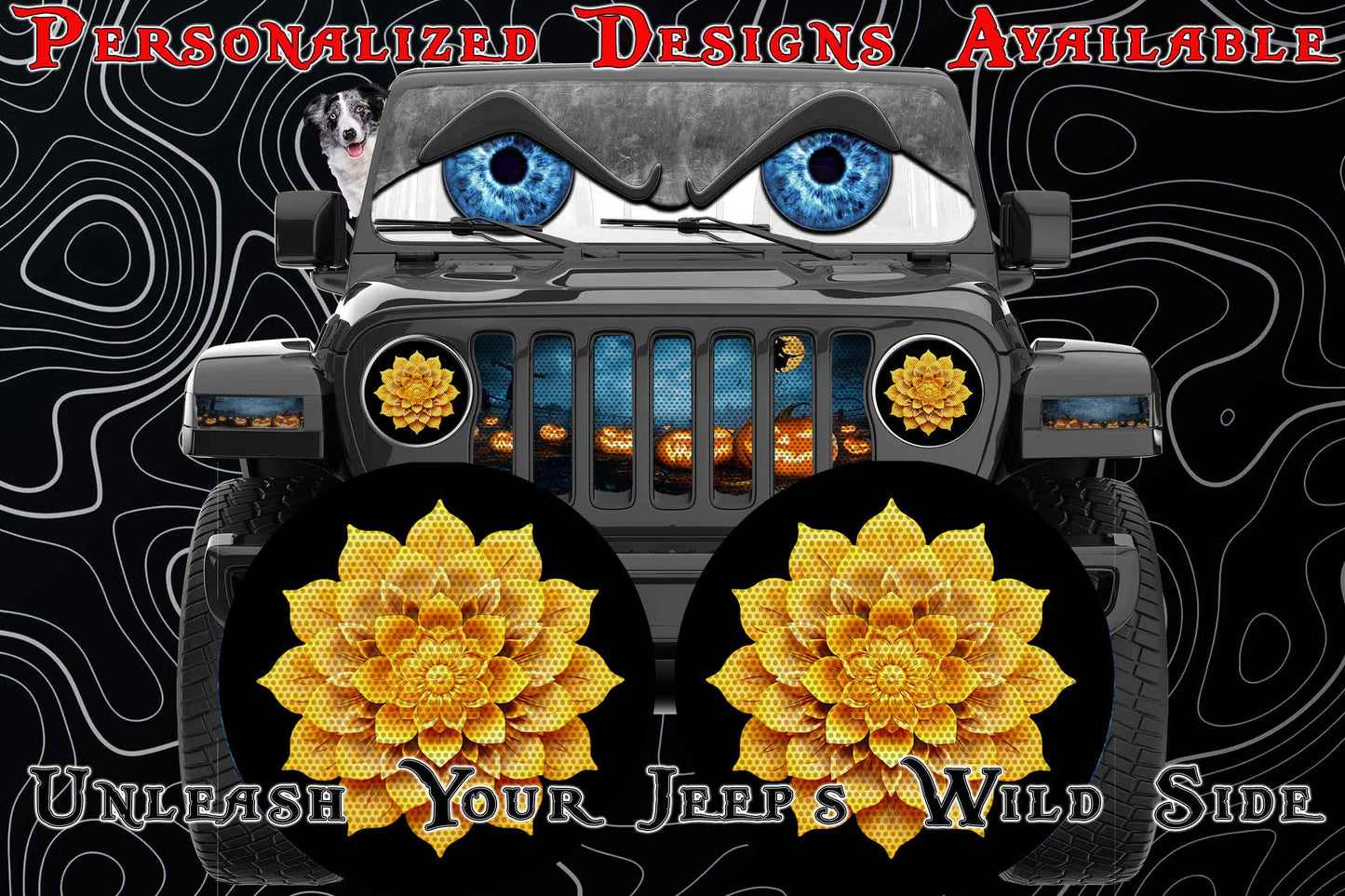 Flower Yellow headlight decals