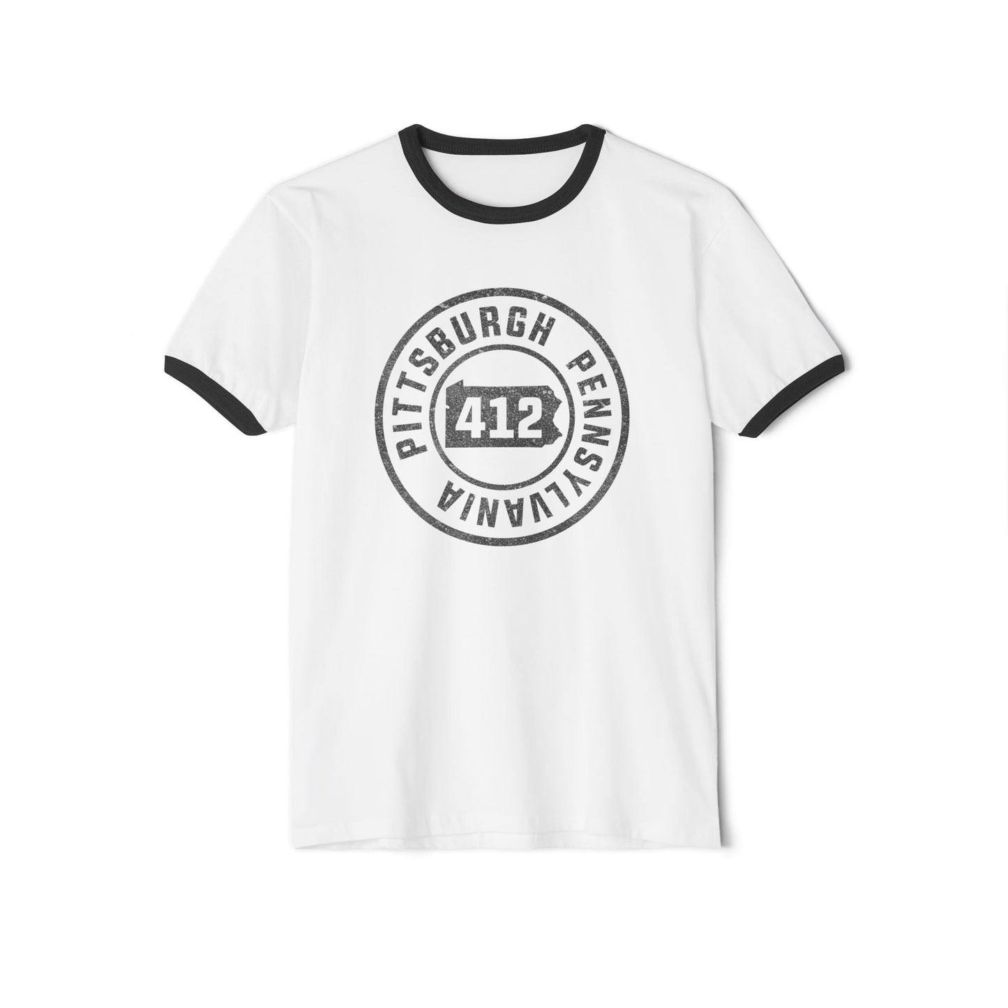 412 Area Code Pittsburgh Pa Stamped Ringer T-Shirt