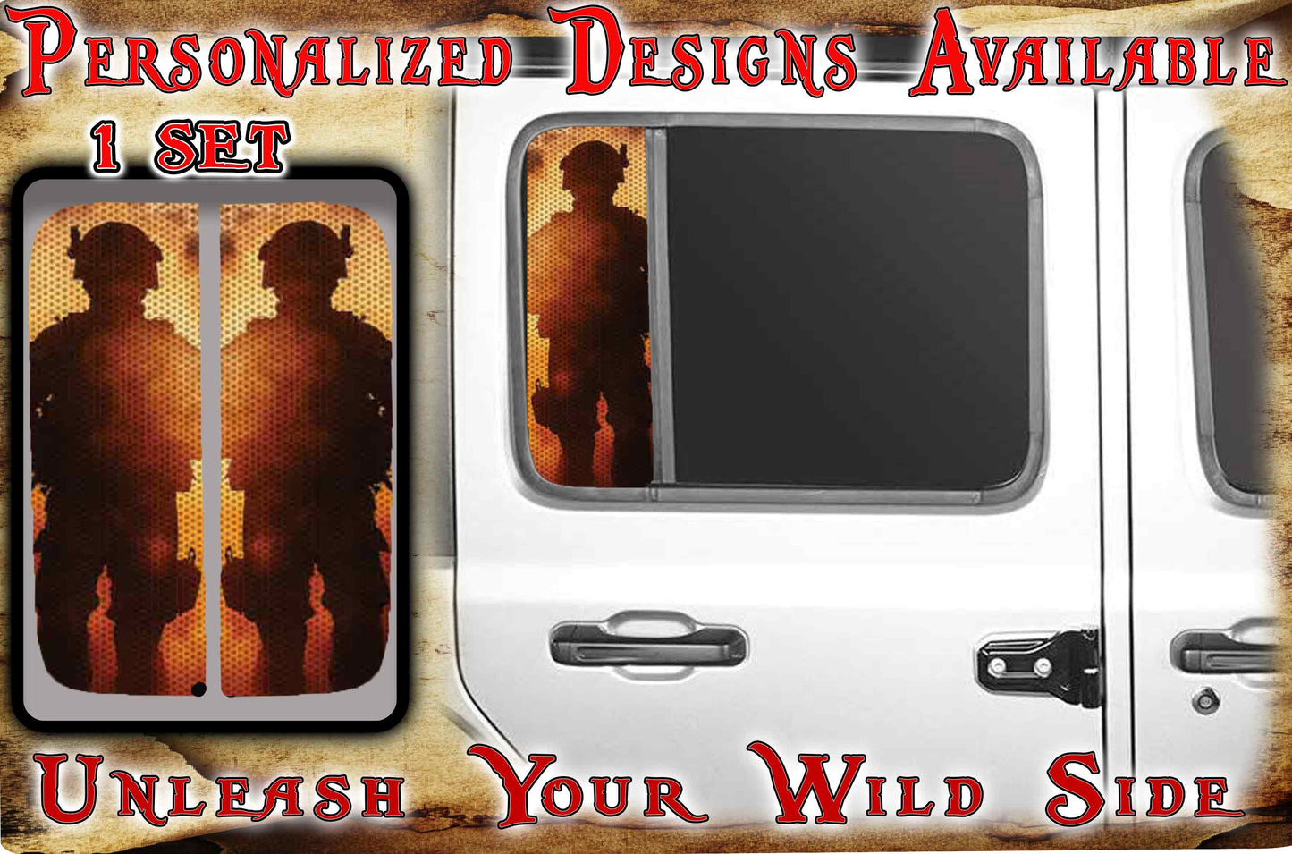 Side door window decal American soldier 168