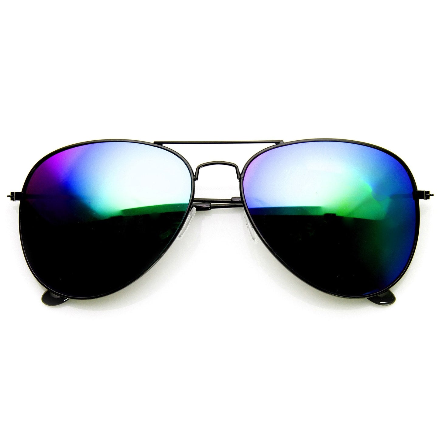 Black Metal Aviator Flash Mirrored Lens Sunglasses 1494 60mm