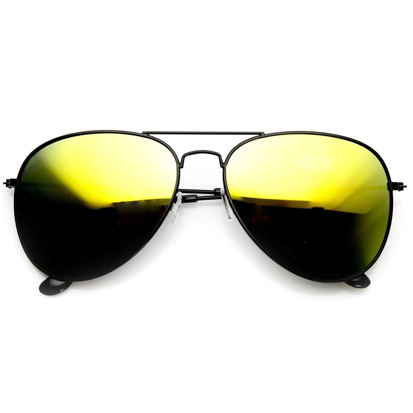 Black Metal Aviator Flash Mirrored Lens Sunglasses 1494 60mm