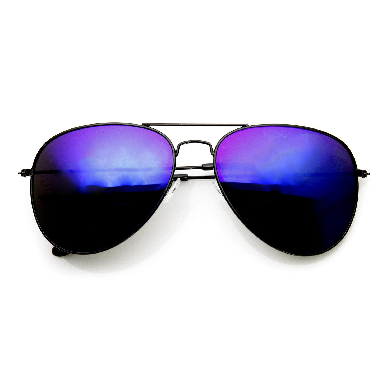 Black Metal Aviator Flash Mirrored Lens Sunglasses 1494 60mm