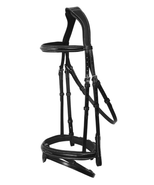 ExionPro Designer Stitched Mono Crown Piece Snaffle Bridle With Rubber Reins