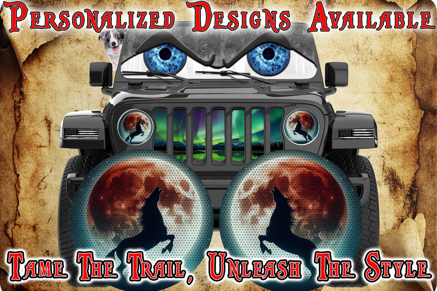 Horse and Moon headlight decal