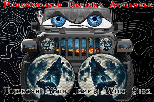 wolf and Moon headlight decal