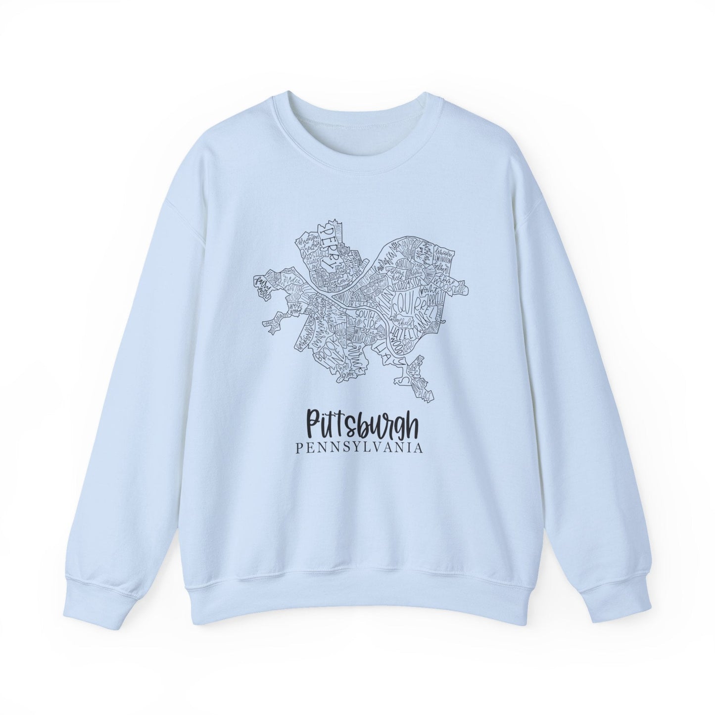 Pittsburgh Topo Word Map Graphic Gildan Heavy Blend™ Crewneck Sweatshirt