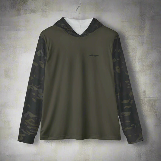 Multicam Black & Green Contrast Sleeve Warmup Hoodie