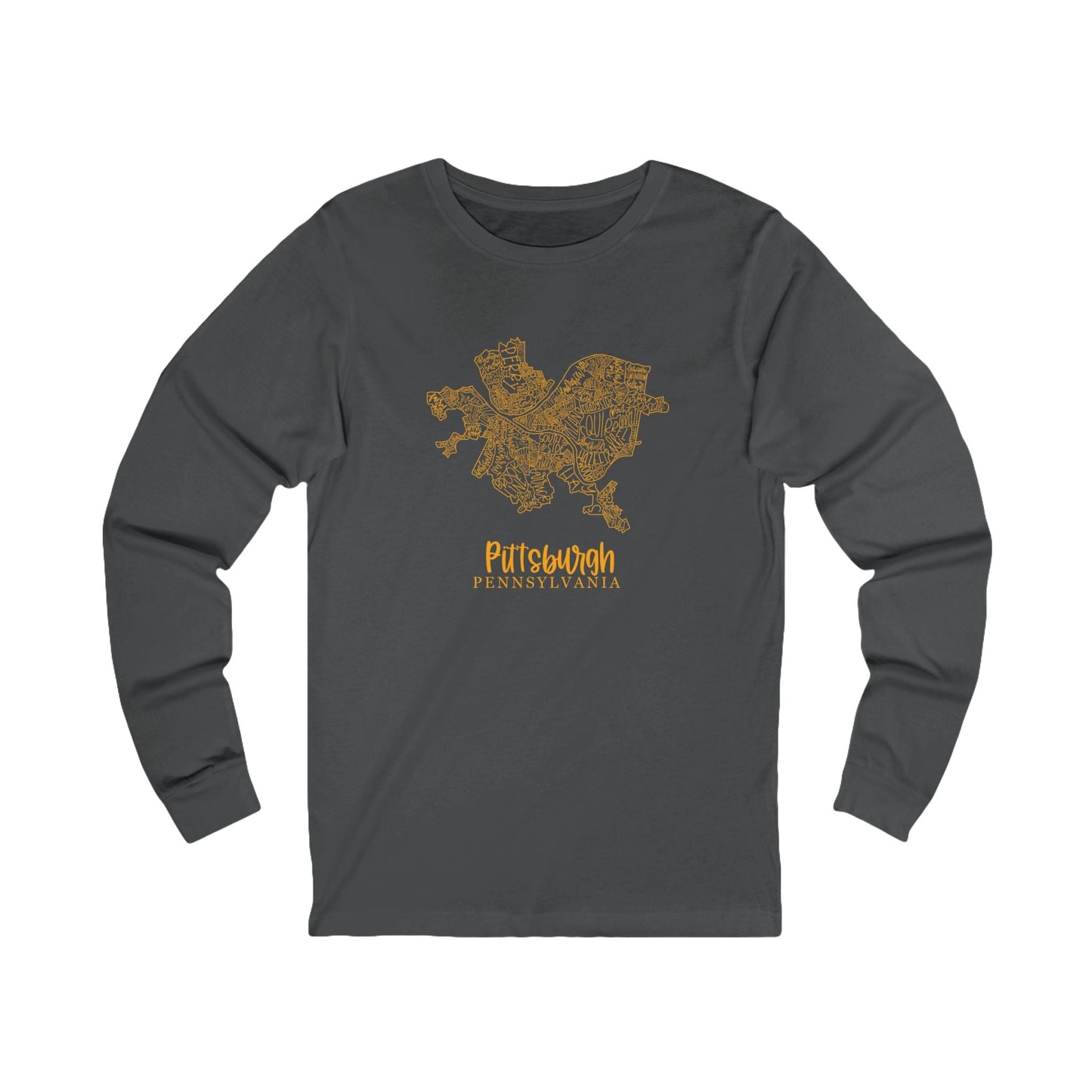 Pittsburgh Topo Word Map Graphic Premium Fit Long Sleeve T-shirt