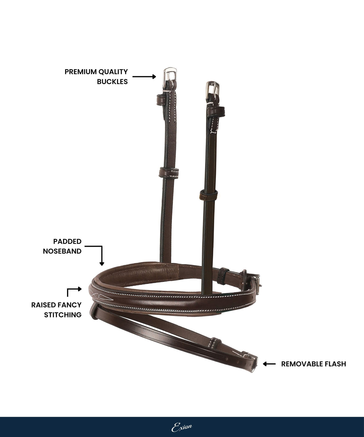 Replacement Noseband of ExionPro 'Atlas' Classic Jumping Bridle with Reins