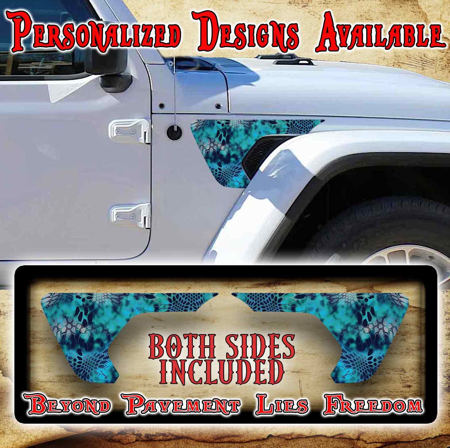 kryptic camo green fender vent decal for the JL or JT 2018 or newer 108