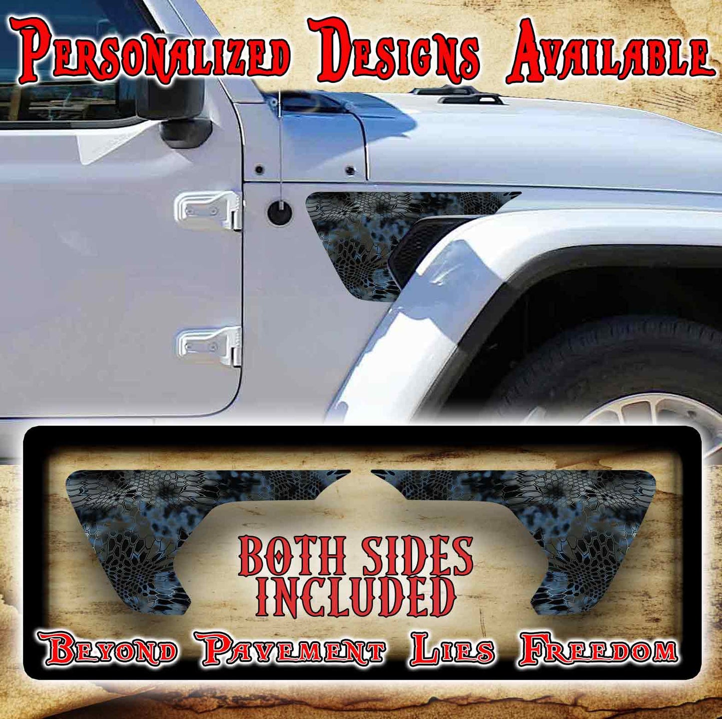 kryptic camo fender vent decal for the JL or JT 2018 or newer 109