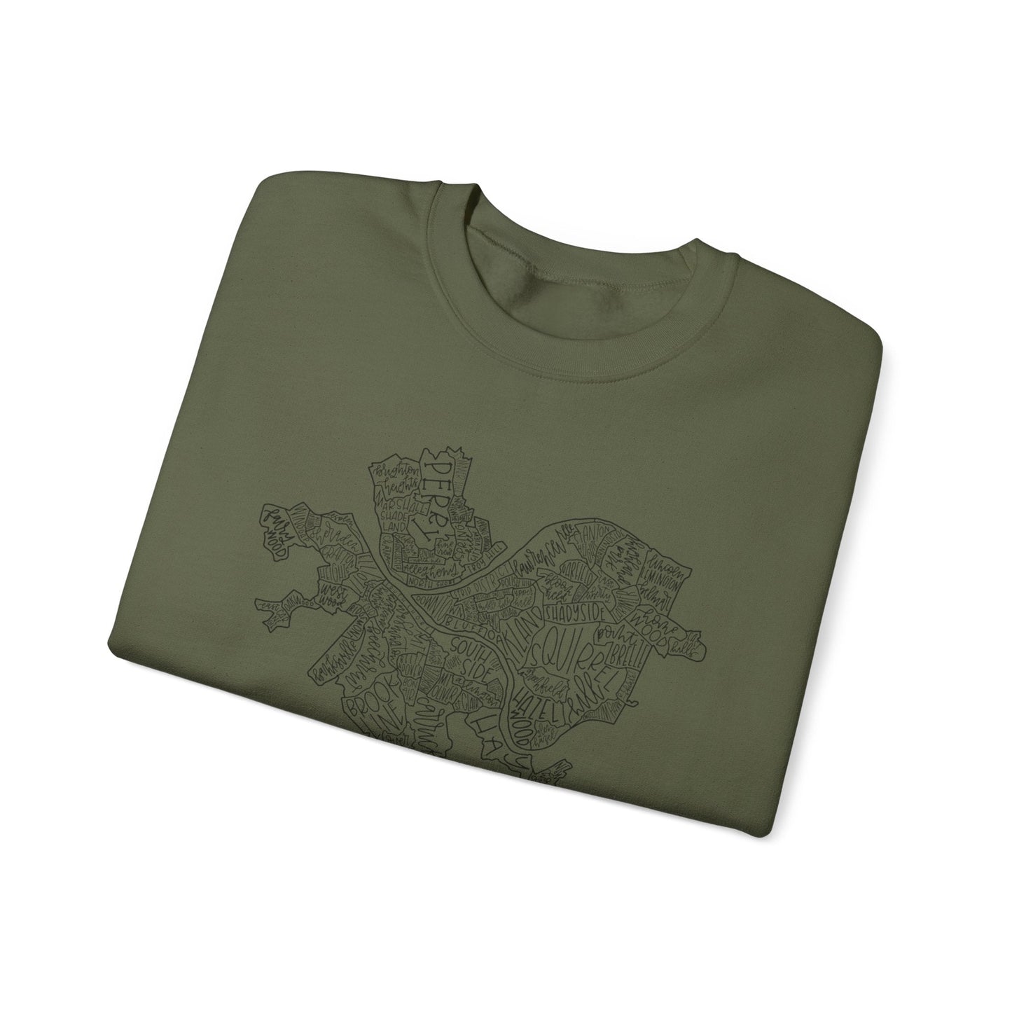 Pittsburgh Topo Word Map Graphic Gildan Heavy Blend™ Crewneck Sweatshirt
