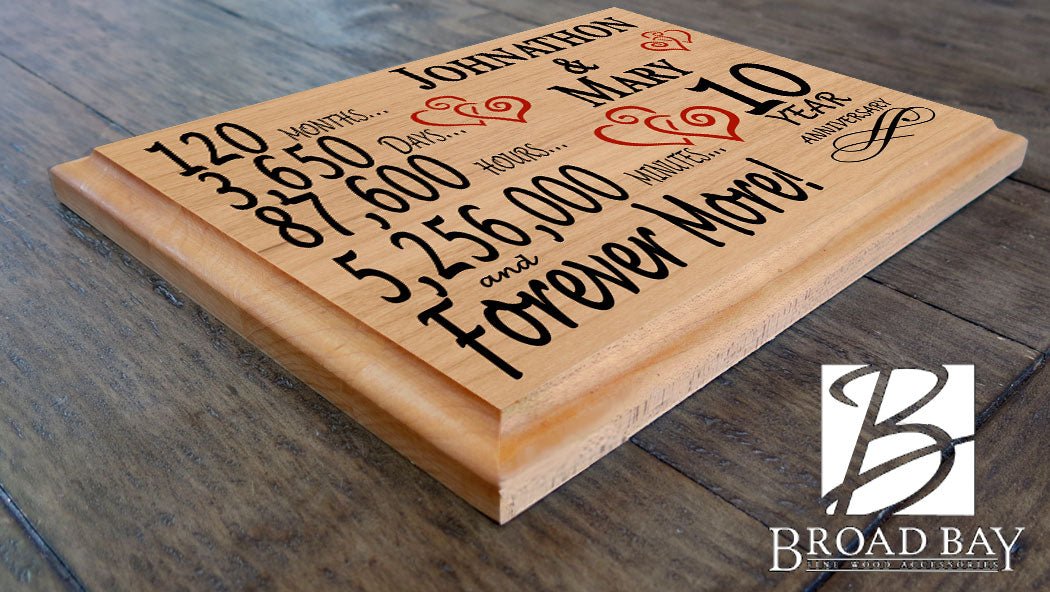Personalized 10th Anniversary Gift – Custom Wood Keepsake for Husband, Wife, or Couple
