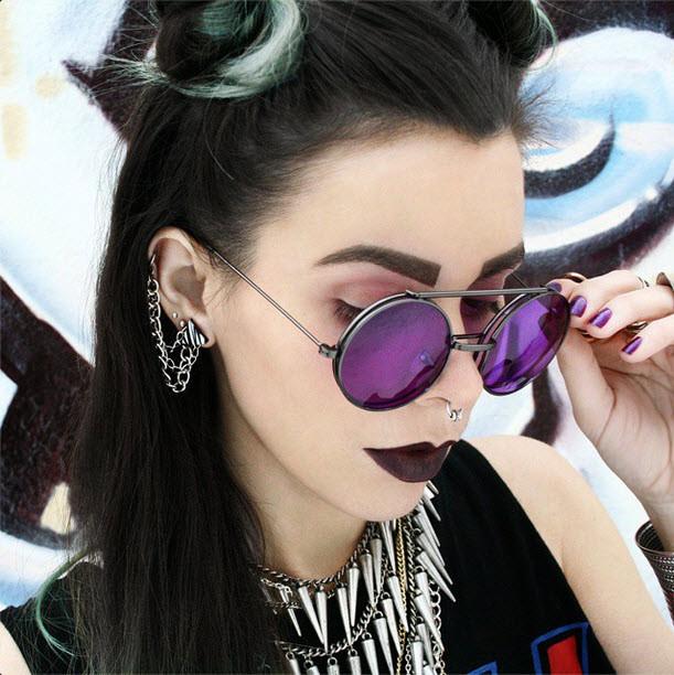 Steampunk Vintage Circle Round Flip Up Vintage Sunglasses 8793