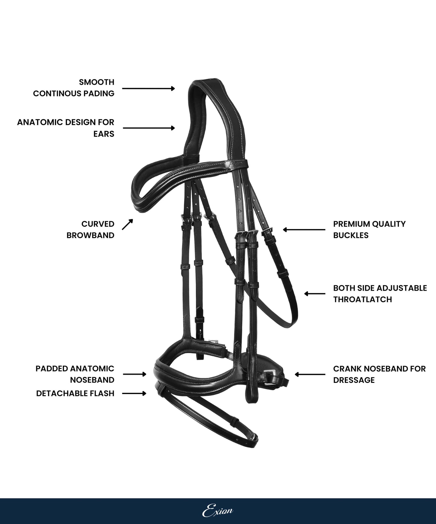ExionPro 'Ursa' Anatomic Dressage Bridle With Reins