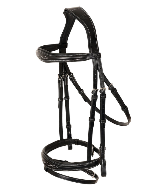 ExionPro Fancy Stitched Raised Anatomical Bridle with Rubber Reins