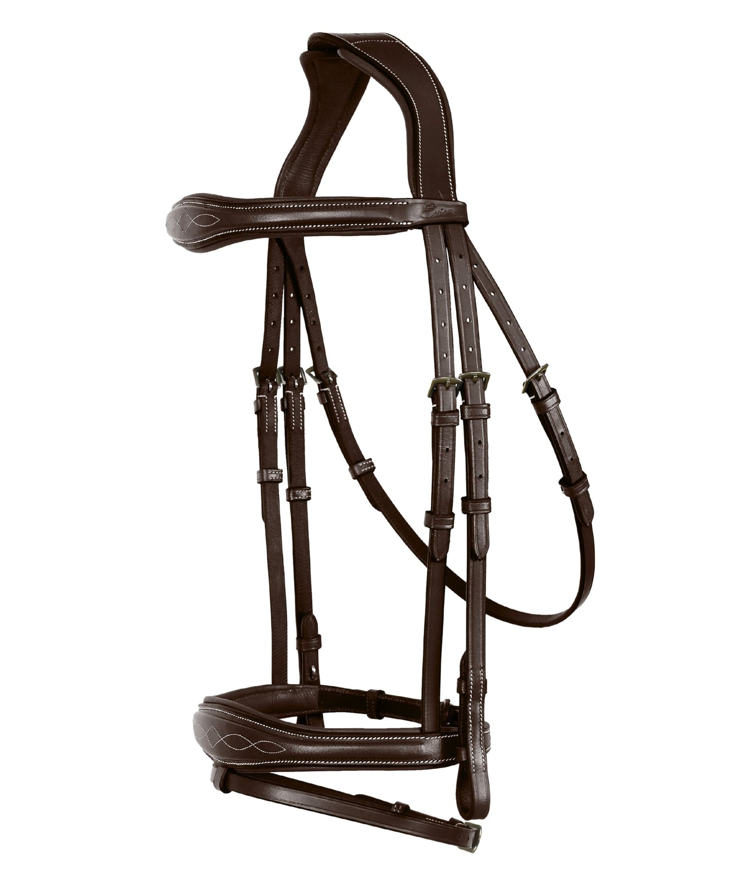ExionPro Fancy Stitched Raised Anatomical Bridle with Rubber Reins