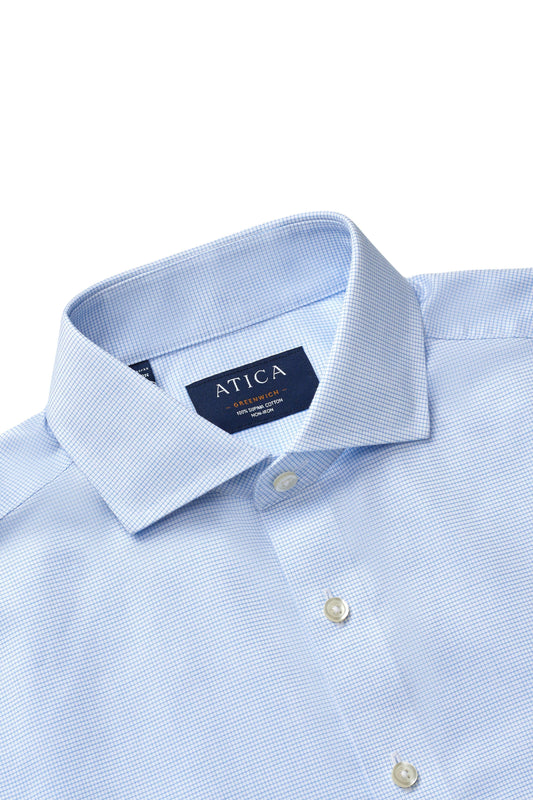 Greenwich Light Blue Grid Shirt