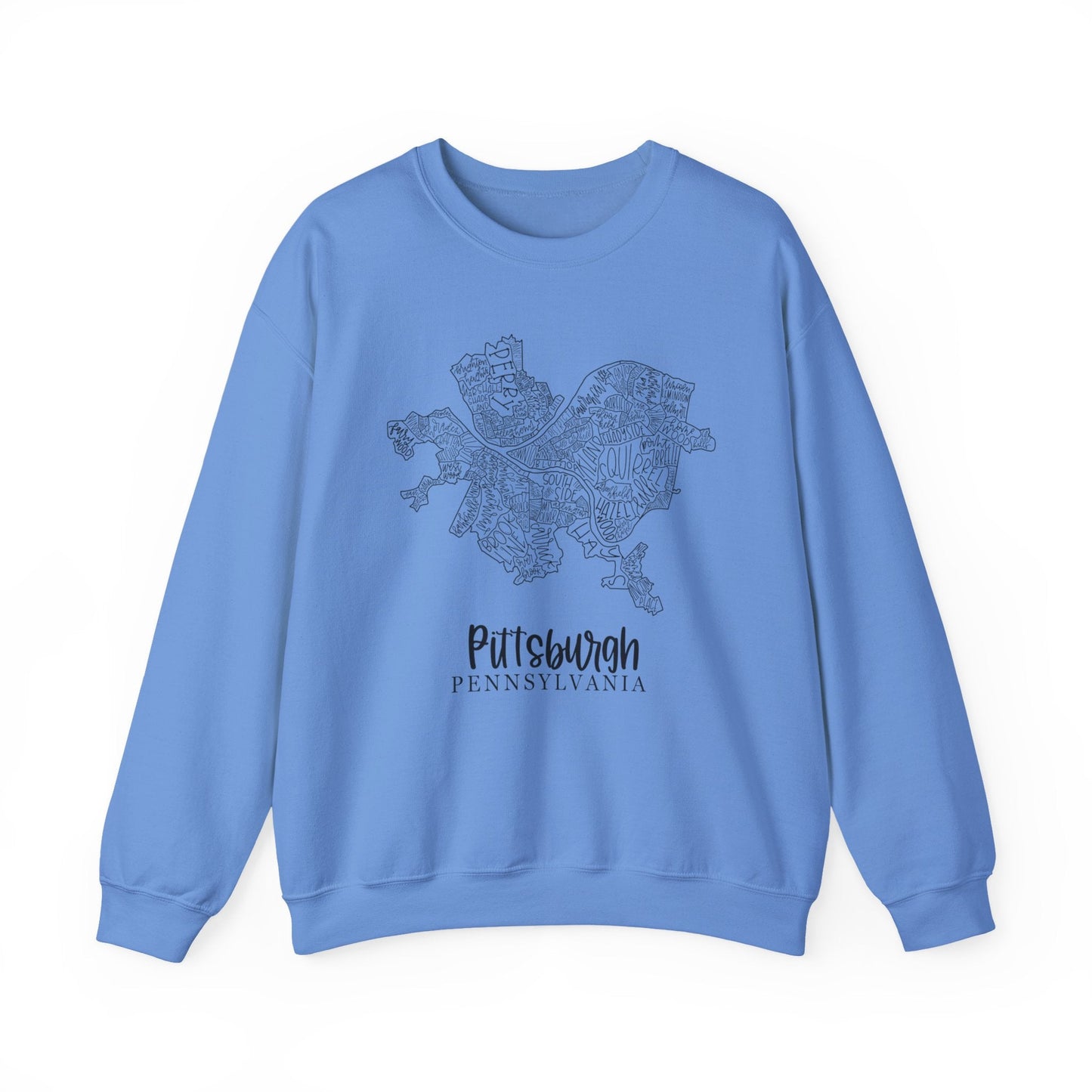 Pittsburgh Topo Word Map Graphic Gildan Heavy Blend™ Crewneck Sweatshirt