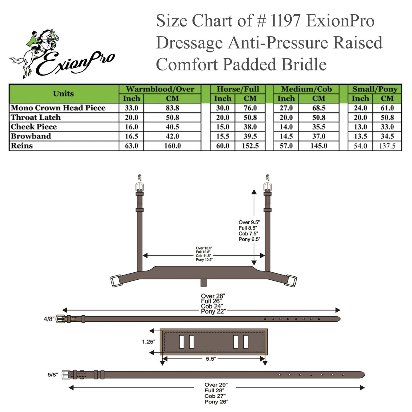 ExionPro 'Leo' Dressage Bridle with Reins