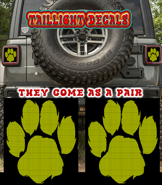 yellow paw print Taillight cover decal