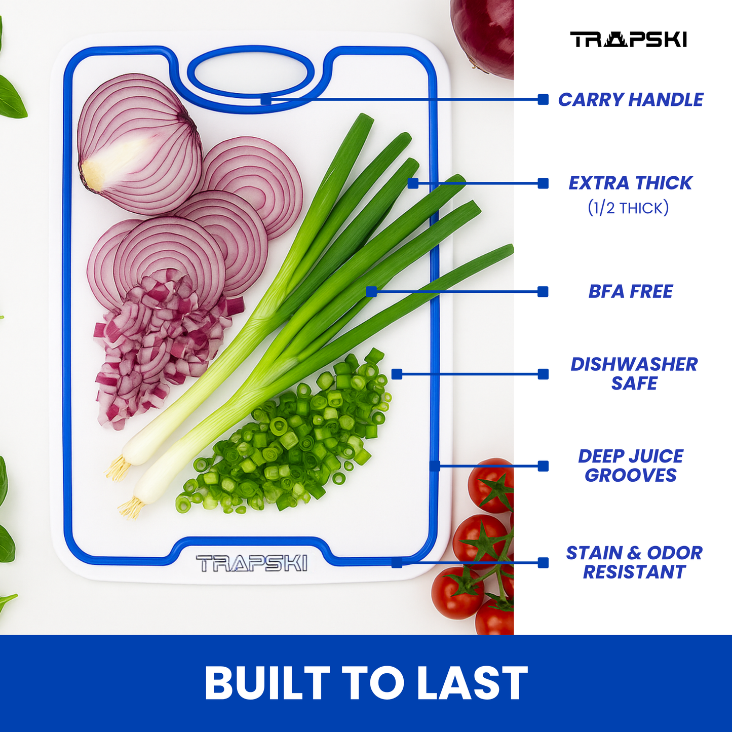 TRAPSKI 3/8 Inch Thick HDPE Cutting Boards | Food-Grade | Juice Grooves