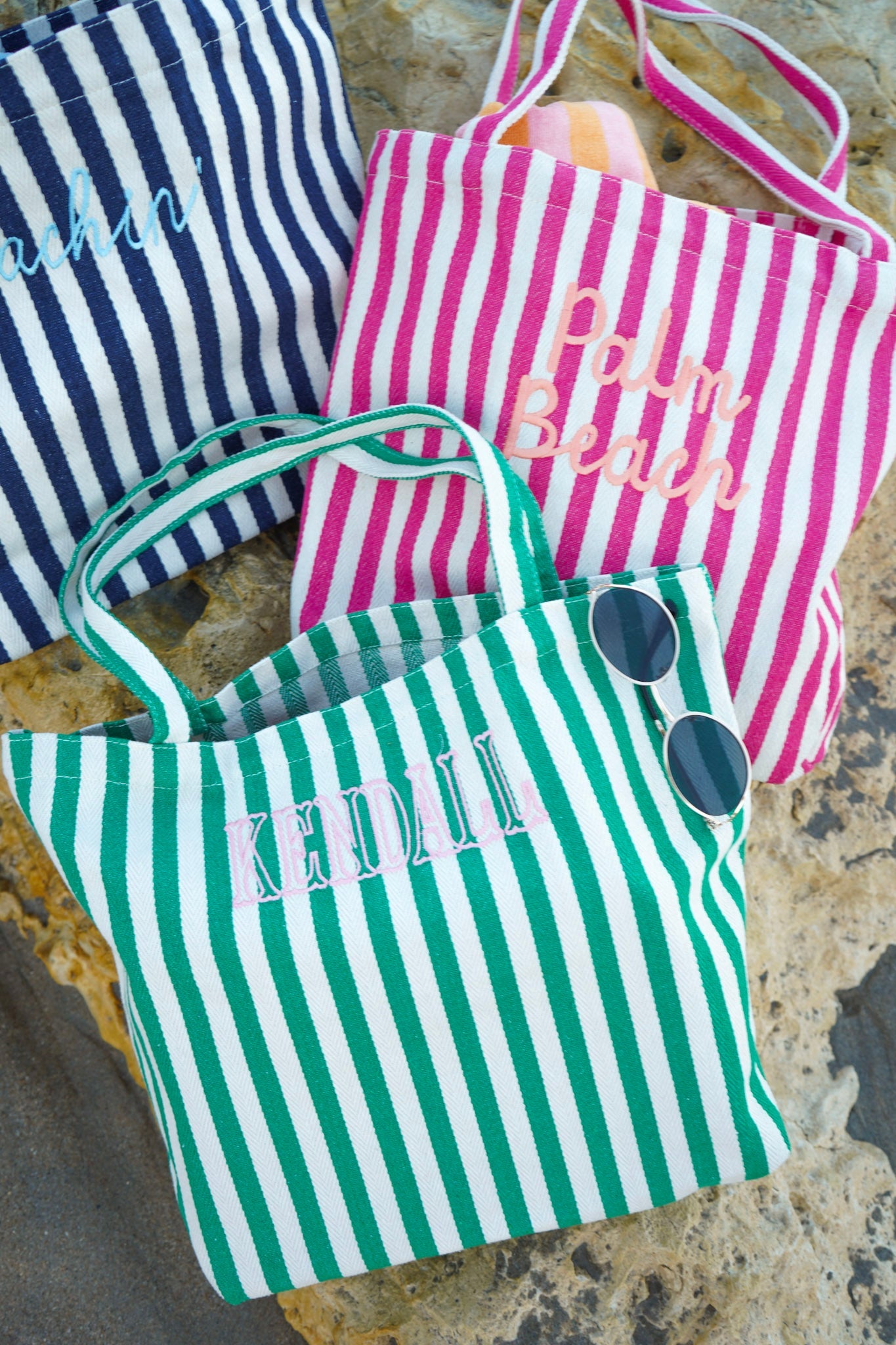 Harbor Canvas Striped Tote | Customizable